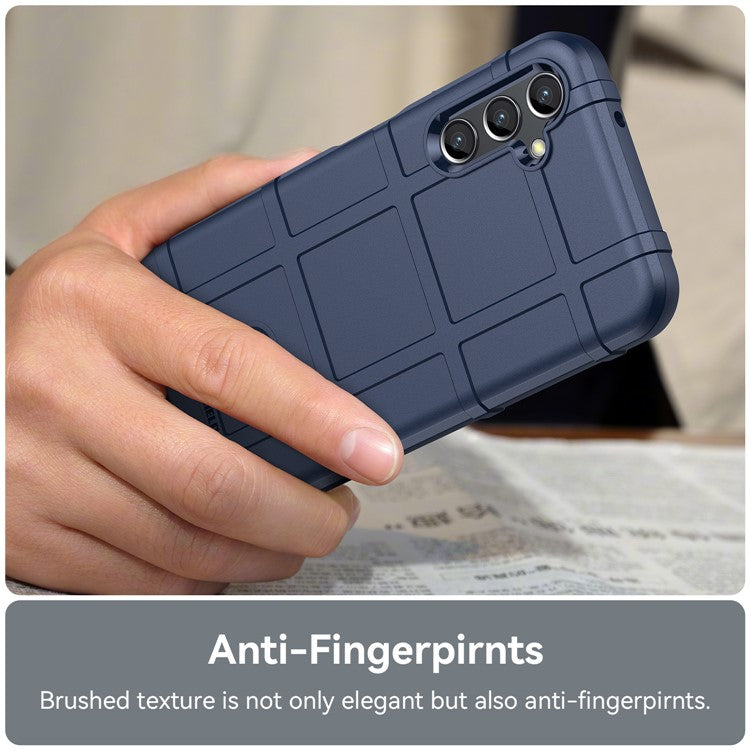 For Samsung Galaxy M44 5G Case Phone Shell Square Grid Texture TPU Phone Cover - Blue