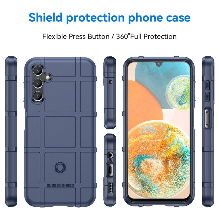 For Samsung Galaxy M44 5G Case Phone Shell Square Grid Texture TPU Phone Cover - Blue