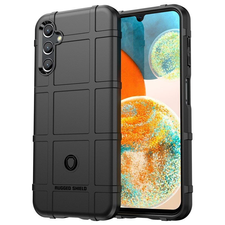 For Samsung Galaxy M44 5G Case Phone Shell Square Grid Texture TPU Phone Cover - Black