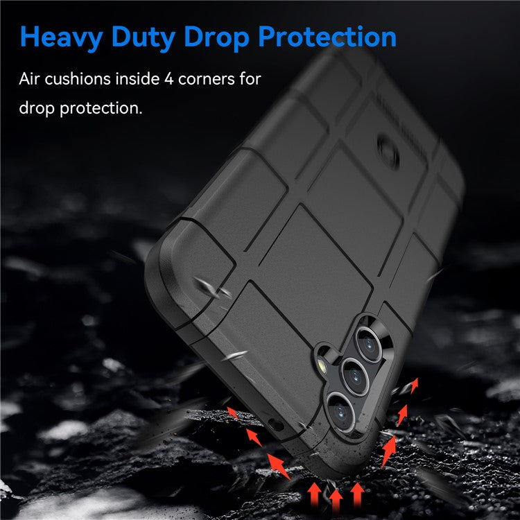 For Samsung Galaxy M44 5G Case Phone Shell Square Grid Texture TPU Phone Cover - Black