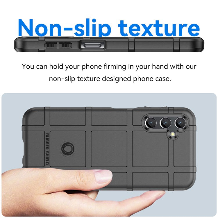 For Samsung Galaxy M44 5G Case Phone Shell Square Grid Texture TPU Phone Cover - Black