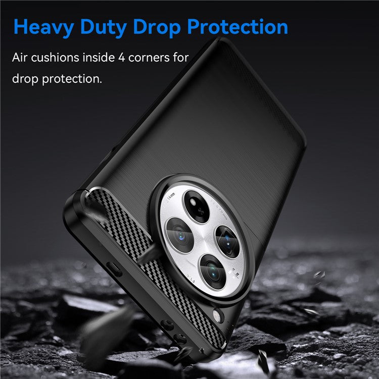 For OnePlus 12 5G Case Anti-Dust Carbon Fiber Texture TPU Phone Cover - Black