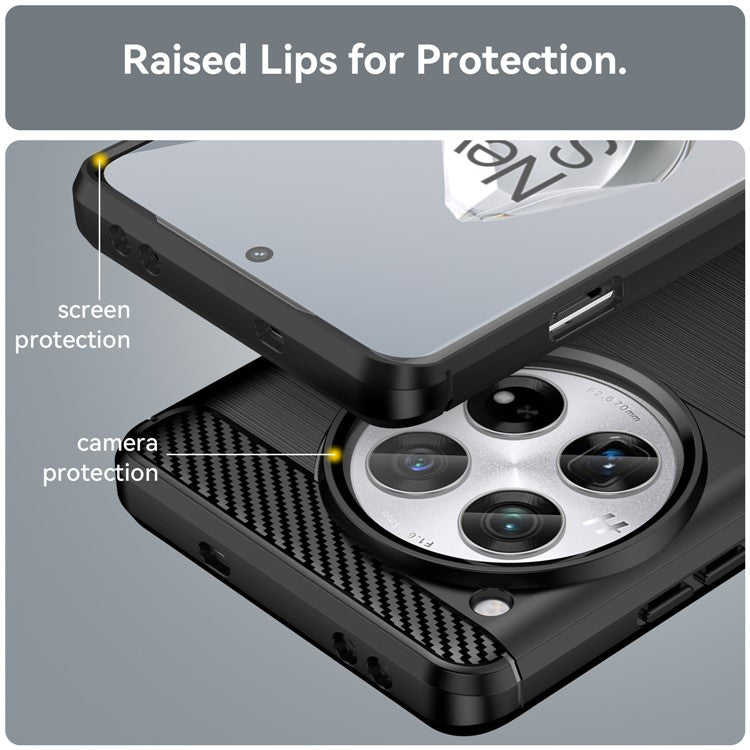 For OnePlus 12 5G Case Anti-Dust Carbon Fiber Texture TPU Phone Cover - Black