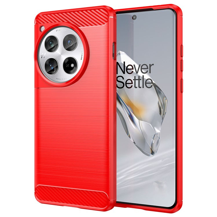 For OnePlus 12 5G Case Anti-Dust Carbon Fiber Texture TPU Phone Cover - Red