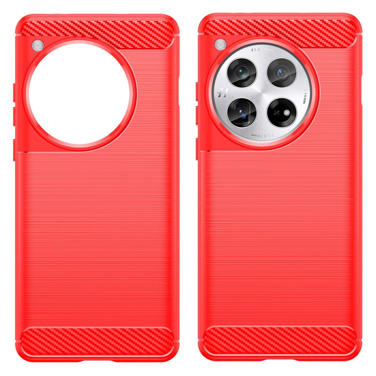 For OnePlus 12 5G Case Anti-Dust Carbon Fiber Texture TPU Phone Cover - Red