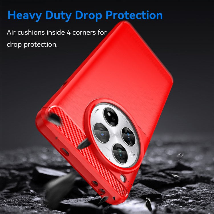 For OnePlus 12 5G Case Anti-Dust Carbon Fiber Texture TPU Phone Cover - Red