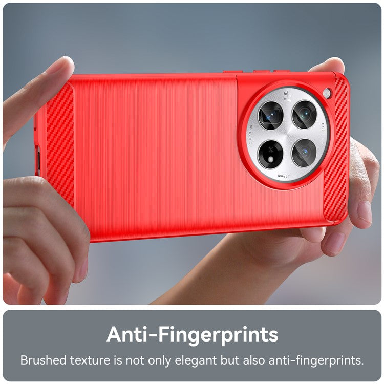 For OnePlus 12 5G Case Anti-Dust Carbon Fiber Texture TPU Phone Cover - Red