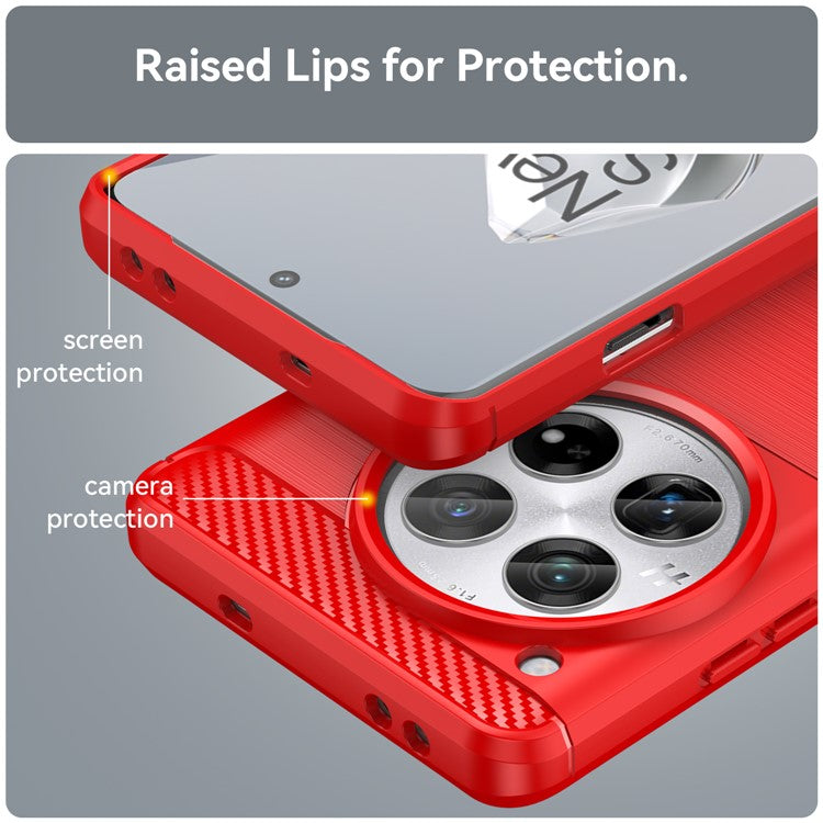 For OnePlus 12 5G Case Anti-Dust Carbon Fiber Texture TPU Phone Cover - Red