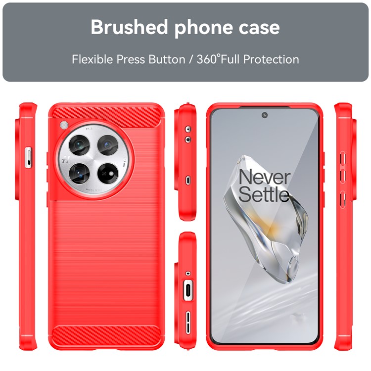 For OnePlus 12 5G Case Anti-Dust Carbon Fiber Texture TPU Phone Cover - Red