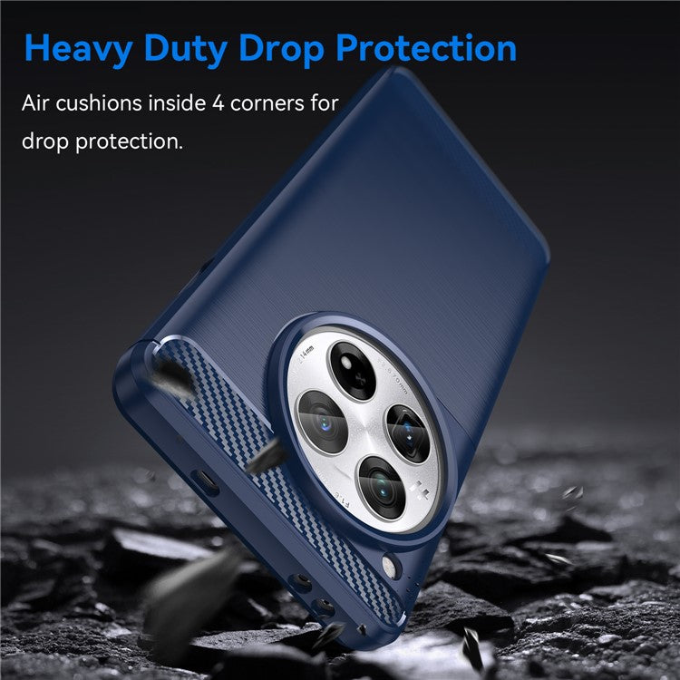 For OnePlus 12 5G Case Anti-Dust Carbon Fiber Texture TPU Phone Cover - Blue