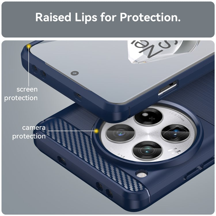 For OnePlus 12 5G Case Anti-Dust Carbon Fiber Texture TPU Phone Cover - Blue