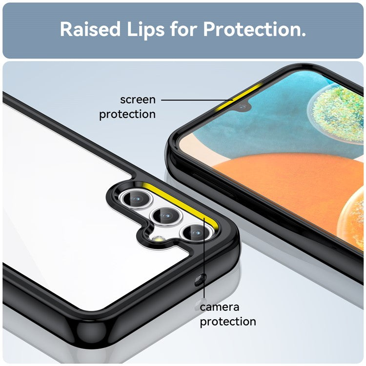 For Samsung Galaxy M44 5G Case Colorful Frame TPU + Acrylic Shockproof Phone Back Cover - Black