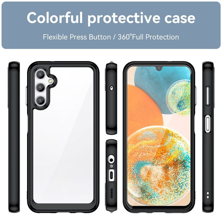 For Samsung Galaxy M44 5G Case Colorful Frame TPU + Acrylic Shockproof Phone Back Cover - Black