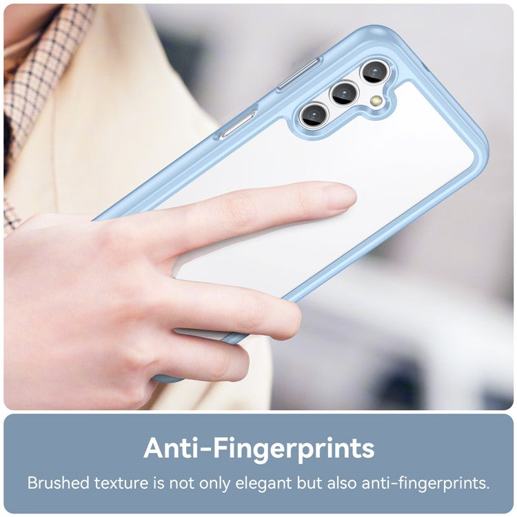 For Samsung Galaxy M44 5G Case Colorful Frame TPU + Acrylic Shockproof Phone Back Cover - Blue