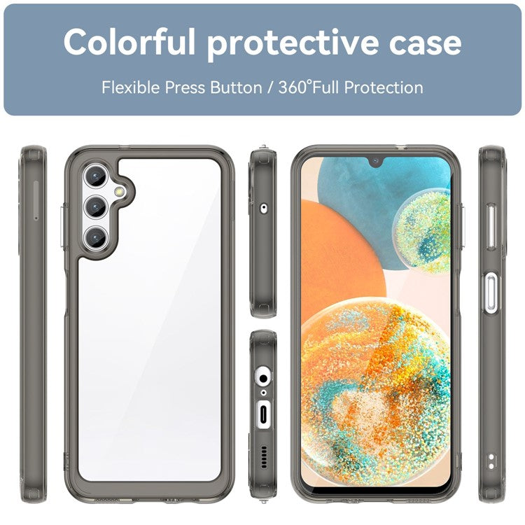 For Samsung Galaxy M44 5G Case Colorful Frame TPU + Acrylic Shockproof Phone Back Cover - Transparent Grey