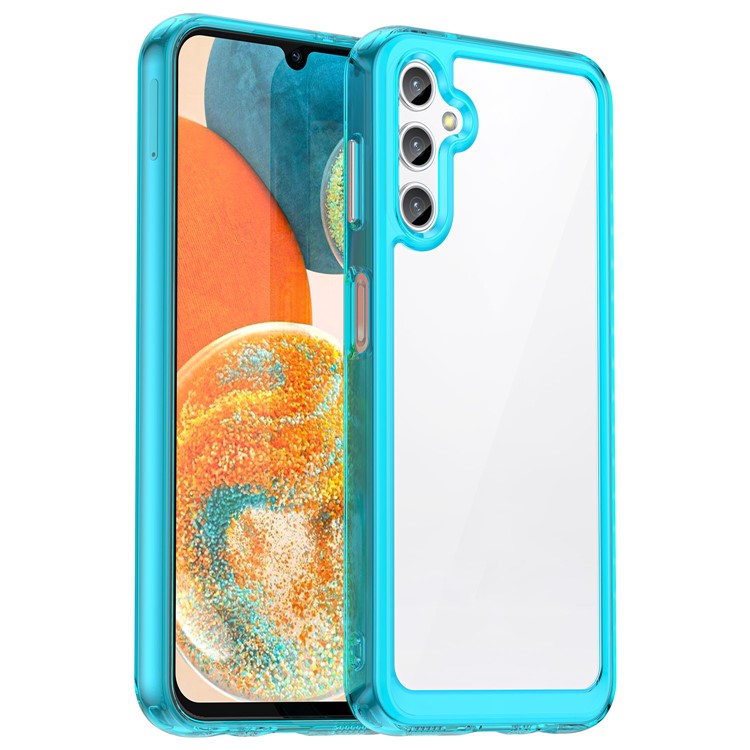 For Samsung Galaxy M44 5G Case Colorful Frame TPU + Acrylic Shockproof Phone Back Cover - Transparent Blue