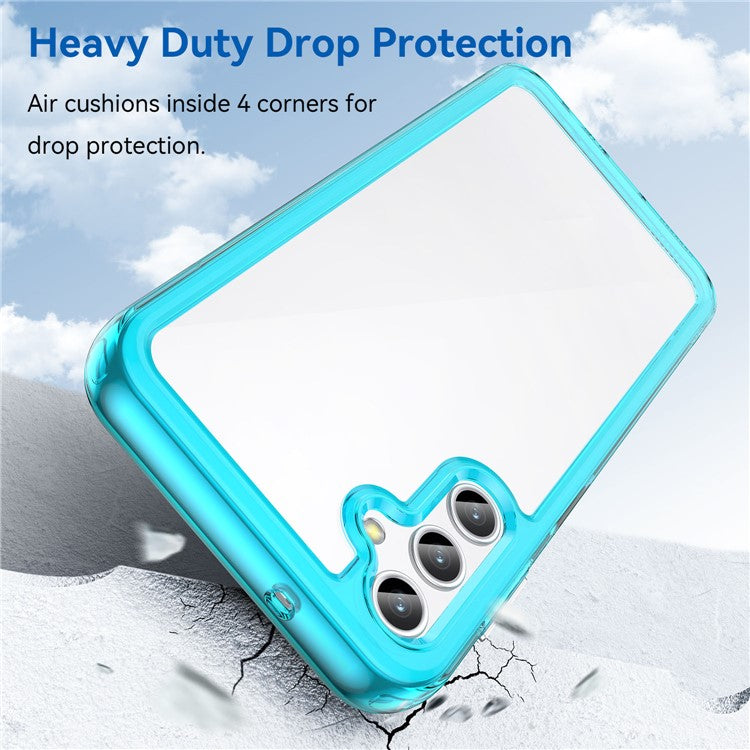 For Samsung Galaxy M44 5G Case Colorful Frame TPU + Acrylic Shockproof Phone Back Cover - Transparent Blue