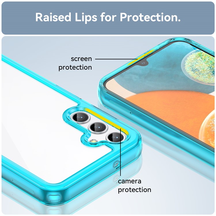 For Samsung Galaxy M44 5G Case Colorful Frame TPU + Acrylic Shockproof Phone Back Cover - Transparent Blue