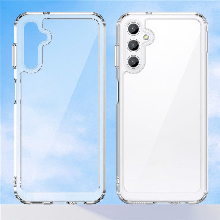 For Samsung Galaxy M44 5G Case Colorful Frame TPU + Acrylic Shockproof Phone Back Cover - Transparent