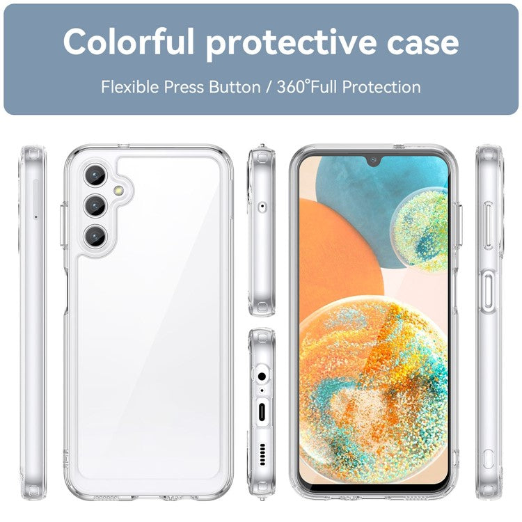 For Samsung Galaxy M44 5G Case Colorful Frame TPU + Acrylic Shockproof Phone Back Cover - Transparent