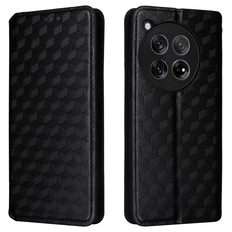 For OnePlus 12 5G Cell Phone Cases Anti-scratch PU Leather+TPU Imprinted Cover - Black