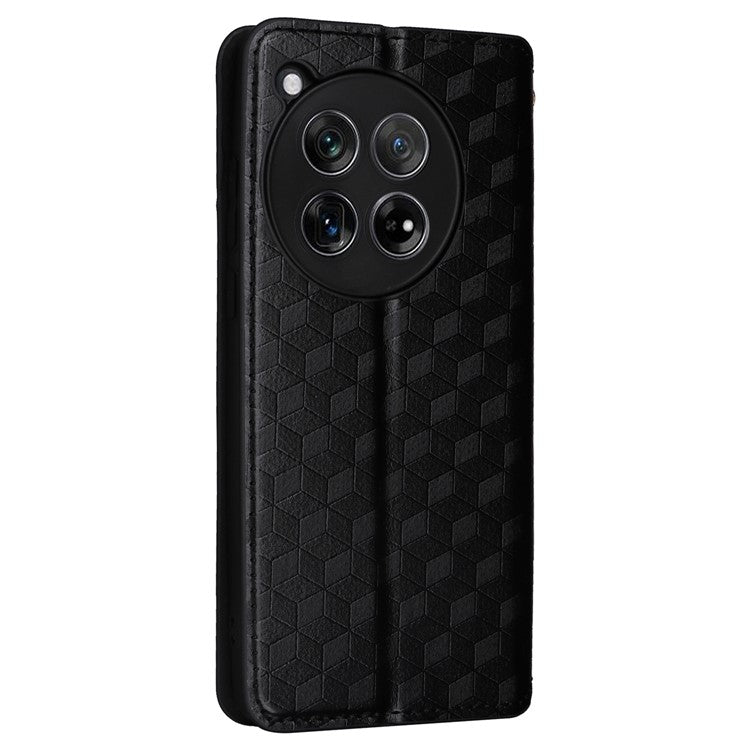 For OnePlus 12 5G Cell Phone Cases Anti-scratch PU Leather+TPU Imprinted Cover - Black