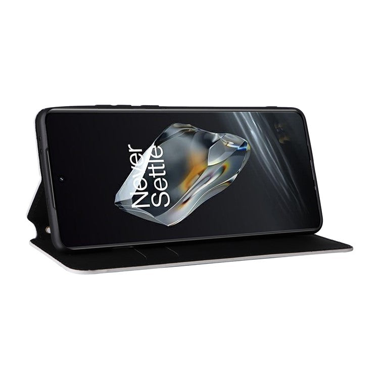 For OnePlus 12 5G Cell Phone Cases Anti-scratch PU Leather+TPU Imprinted Cover - Silver