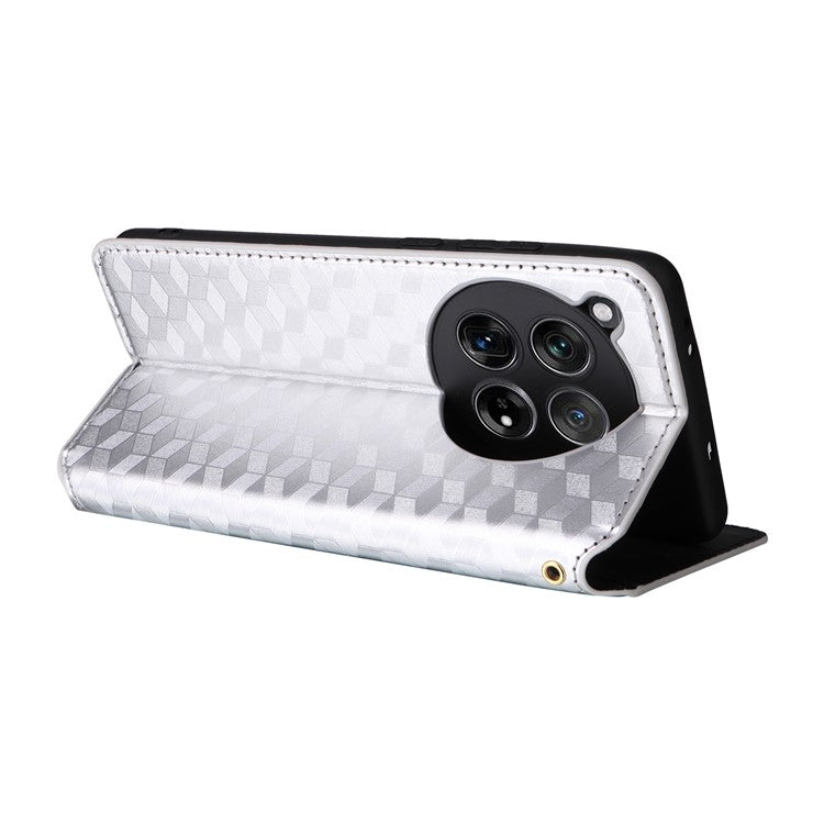 For OnePlus 12 5G Cell Phone Cases Anti-scratch PU Leather+TPU Imprinted Cover - Silver