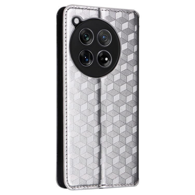 For OnePlus 12 5G Cell Phone Cases Anti-scratch PU Leather+TPU Imprinted Cover - Silver