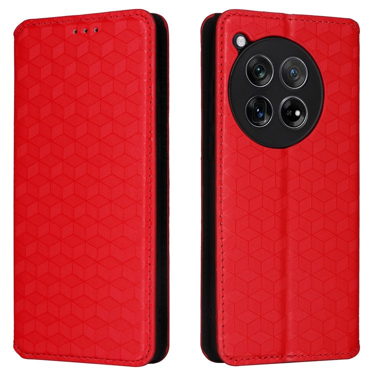 For OnePlus 12 5G Cell Phone Cases Anti-scratch PU Leather+TPU Imprinted Cover - Red