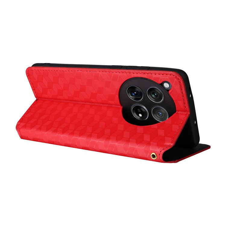 For OnePlus 12 5G Cell Phone Cases Anti-scratch PU Leather+TPU Imprinted Cover - Red