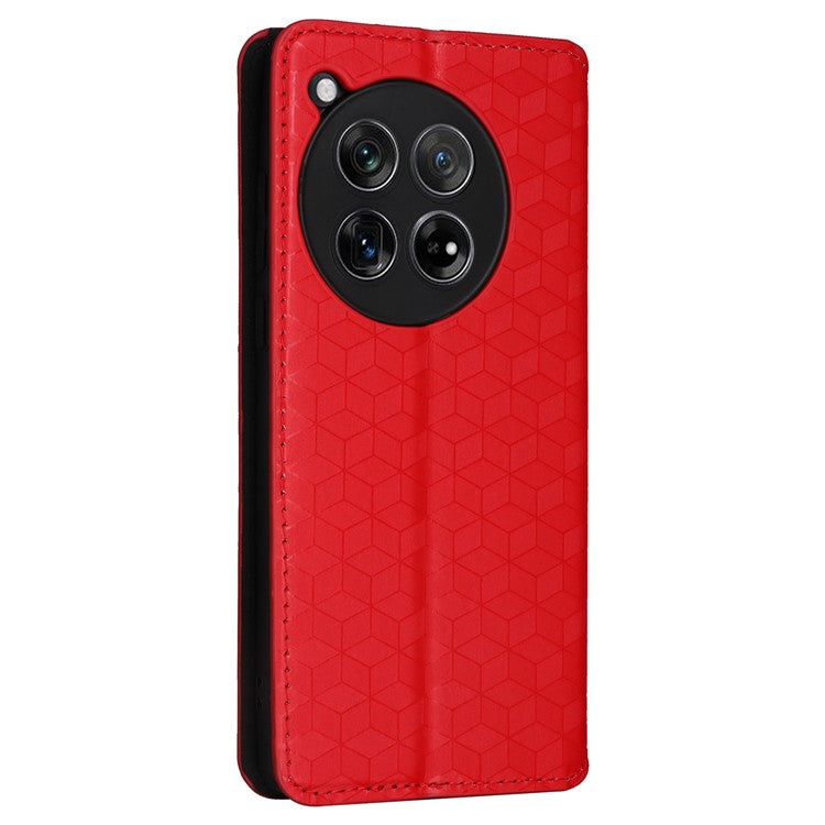 For OnePlus 12 5G Cell Phone Cases Anti-scratch PU Leather+TPU Imprinted Cover - Red