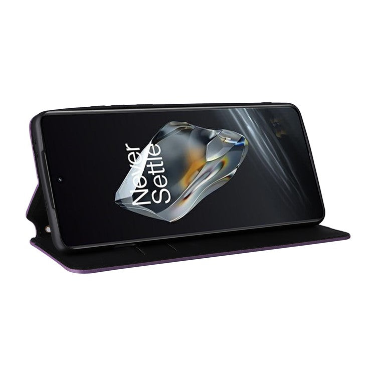 For OnePlus 12 5G Cell Phone Cases Anti-scratch PU Leather+TPU Imprinted Cover - Purple