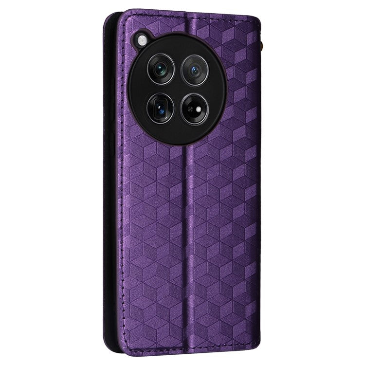 For OnePlus 12 5G Cell Phone Cases Anti-scratch PU Leather+TPU Imprinted Cover - Purple