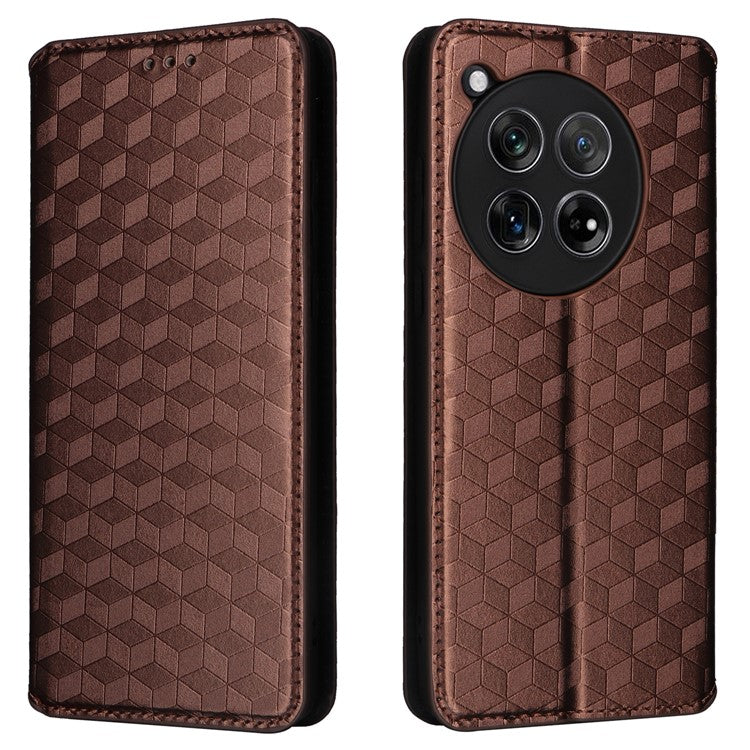 For OnePlus 12 5G Cell Phone Cases Anti-scratch PU Leather+TPU Imprinted Cover - Brown