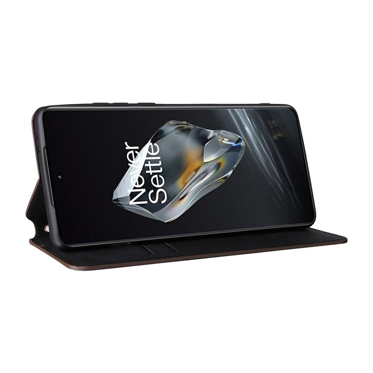 For OnePlus 12 5G Cell Phone Cases Anti-scratch PU Leather+TPU Imprinted Cover - Brown