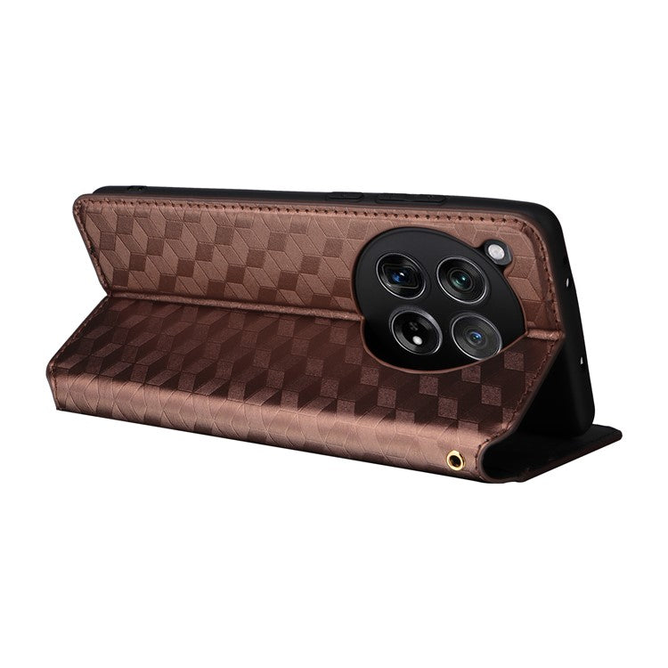 For OnePlus 12 5G Cell Phone Cases Anti-scratch PU Leather+TPU Imprinted Cover - Brown