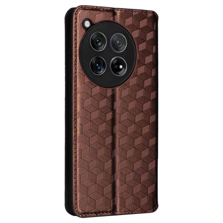 For OnePlus 12 5G Cell Phone Cases Anti-scratch PU Leather+TPU Imprinted Cover - Brown