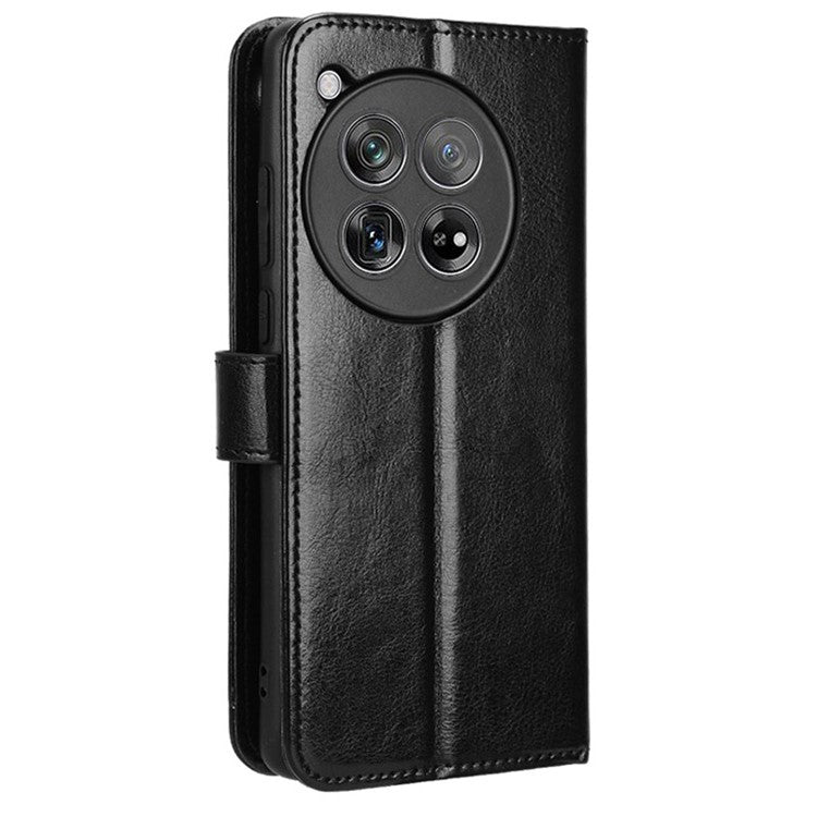 For OnePlus 12 5G Wallet Leather Phone Case Craxy Horse Pattern - Black