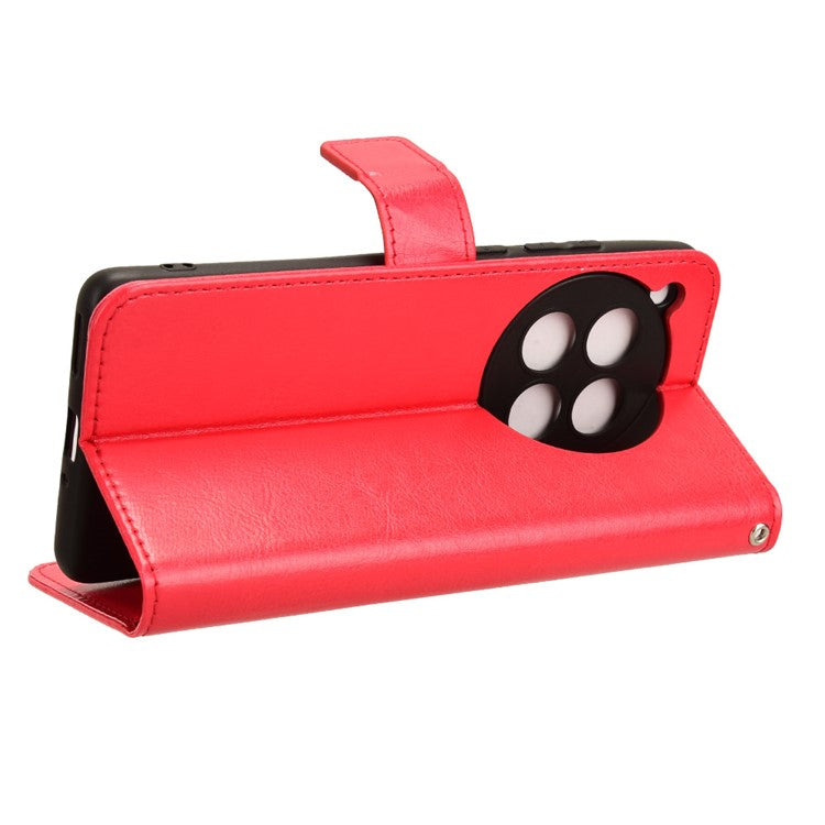 For OnePlus 12 5G Wallet Leather Phone Case Craxy Horse Pattern - Red