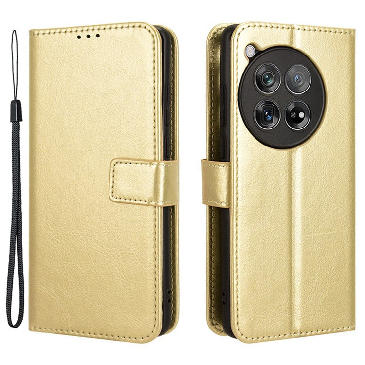 For OnePlus 12 5G Wallet Leather Phone Case Craxy Horse Pattern - Gold