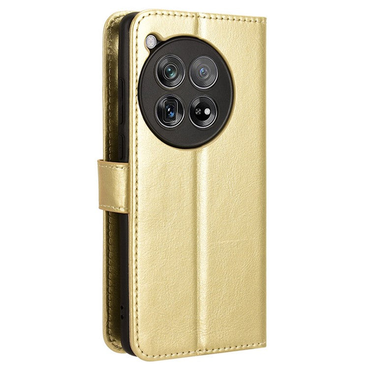 For OnePlus 12 5G Wallet Leather Phone Case Craxy Horse Pattern - Gold