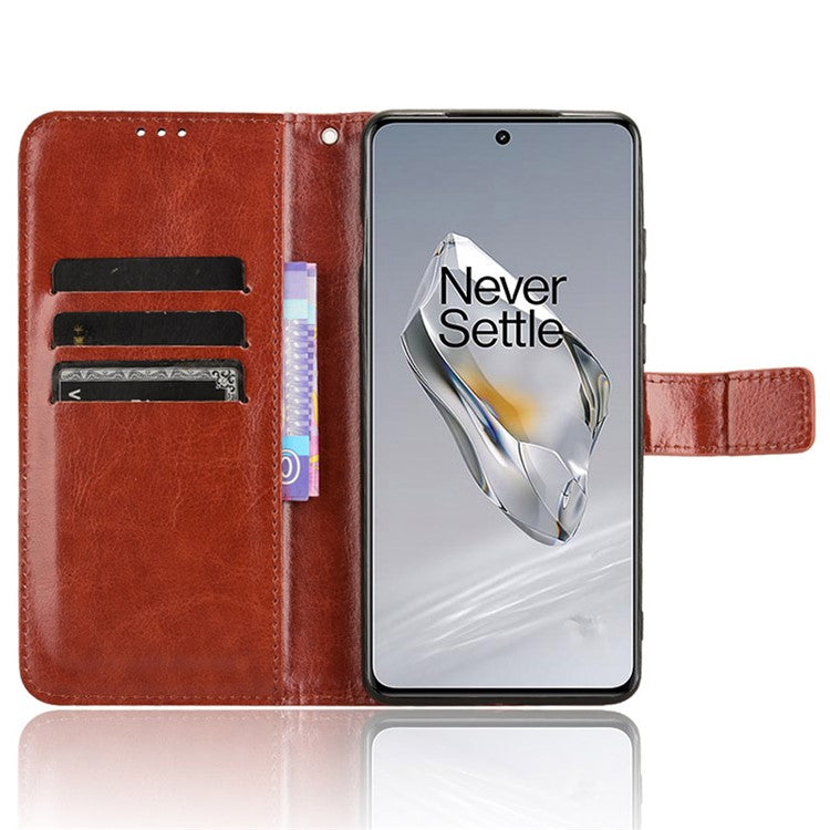 For OnePlus 12 5G Wallet Leather Phone Case Craxy Horse Pattern - Brown