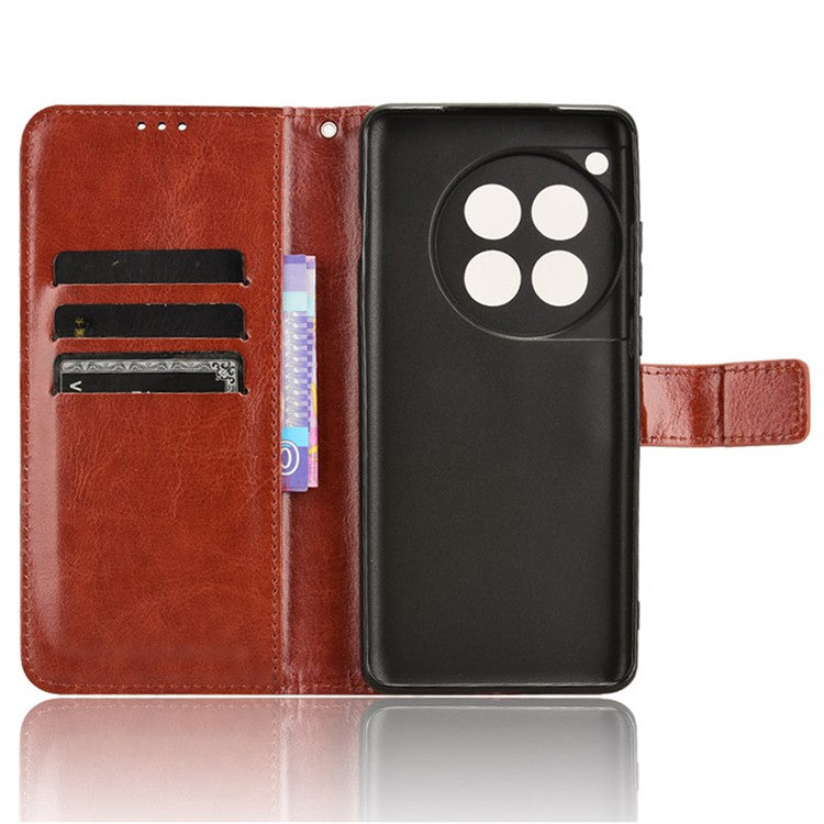 For OnePlus 12 5G Wallet Leather Phone Case Craxy Horse Pattern - Brown