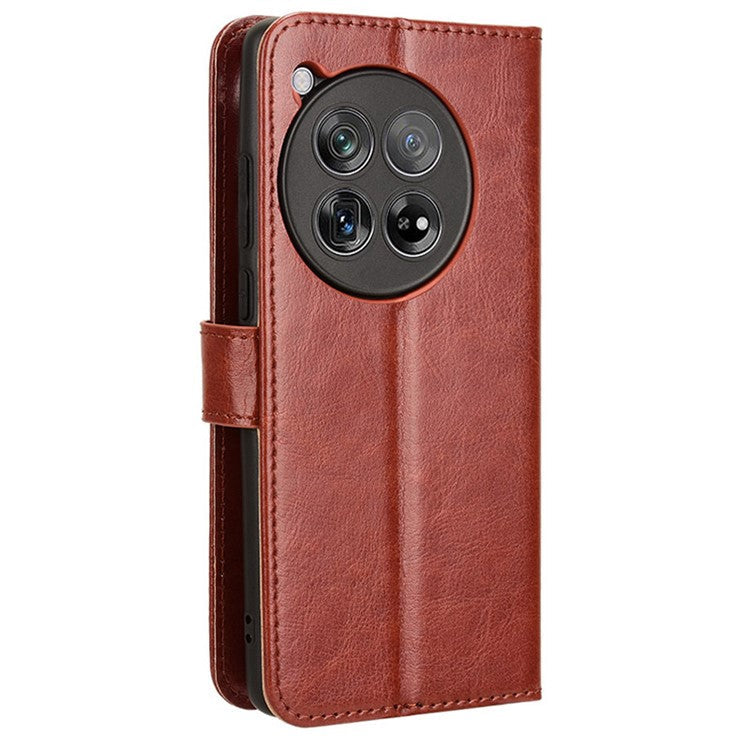 For OnePlus 12 5G Wallet Leather Phone Case Craxy Horse Pattern - Brown