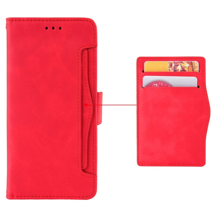 Leather Phone Shell for OnePlus 12 5G Case Multiple Card Slots Wallet Cellphone Cover - Red