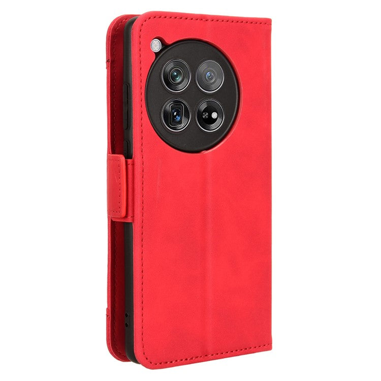 Leather Phone Shell for OnePlus 12 5G Case Multiple Card Slots Wallet Cellphone Cover - Red