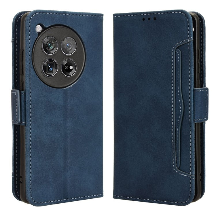 Leather Phone Shell for OnePlus 12 5G Case Multiple Card Slots Wallet Cellphone Cover - Blue