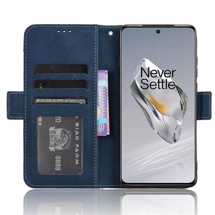 Leather Phone Shell for OnePlus 12 5G Case Multiple Card Slots Wallet Cellphone Cover - Blue