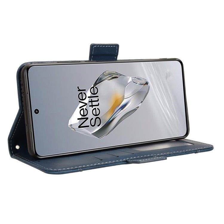 Leather Phone Shell for OnePlus 12 5G Case Multiple Card Slots Wallet Cellphone Cover - Blue